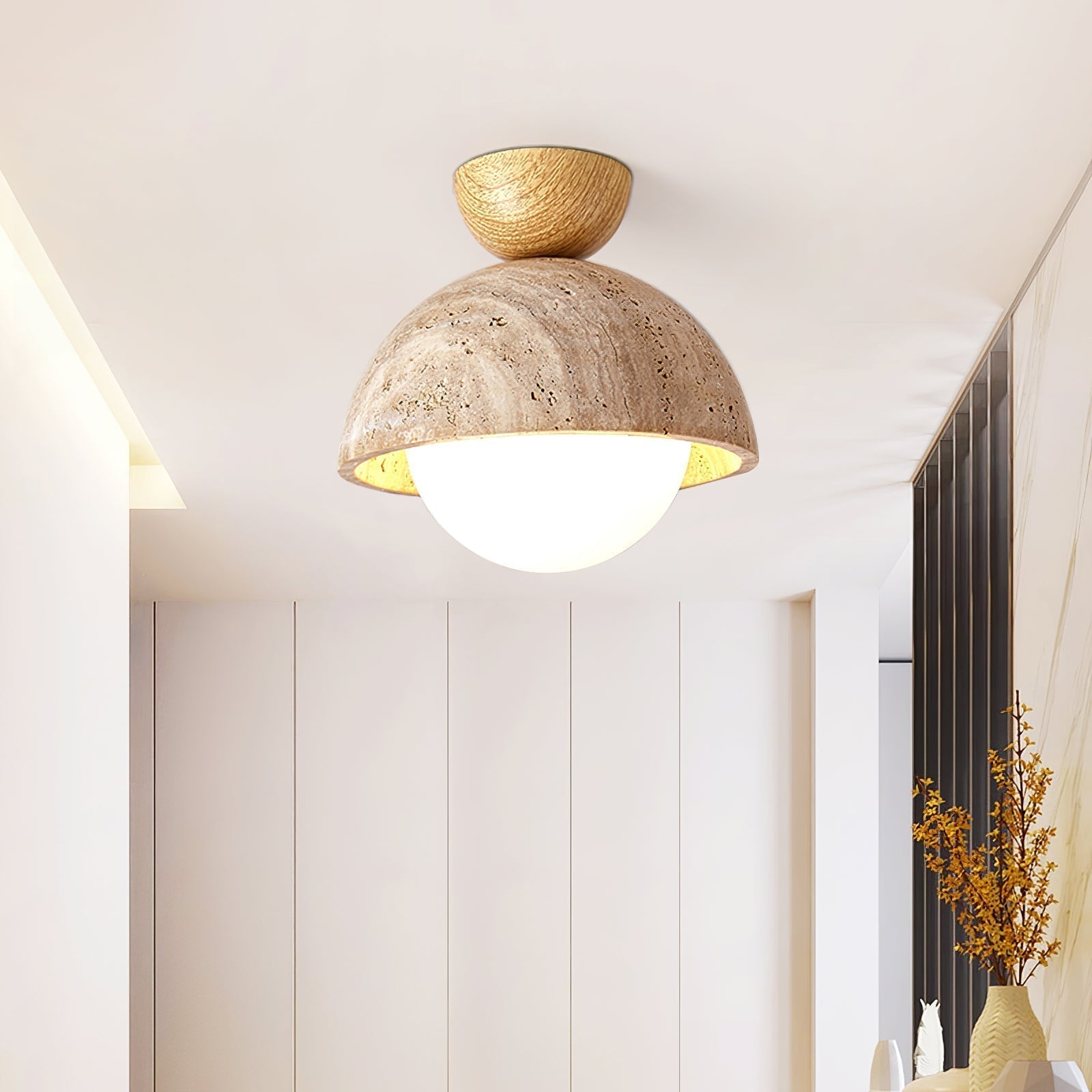 Solana Travertine Ceiling Light - Blowlighting