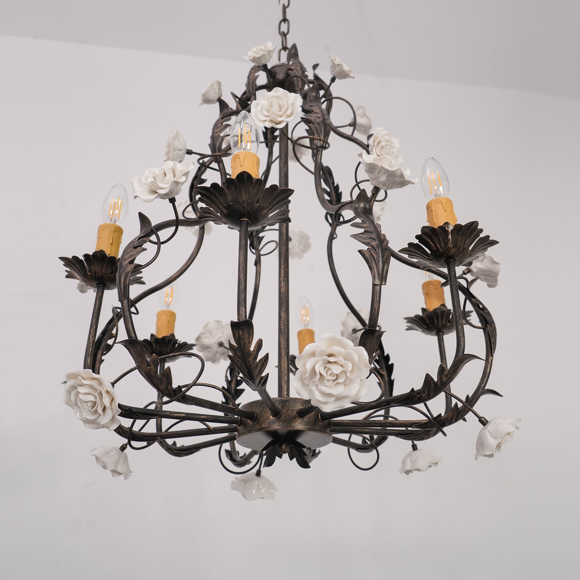 Araeyra Postmodern Luxury Rose Metal Ceramic Chandelier - Lamp Copper