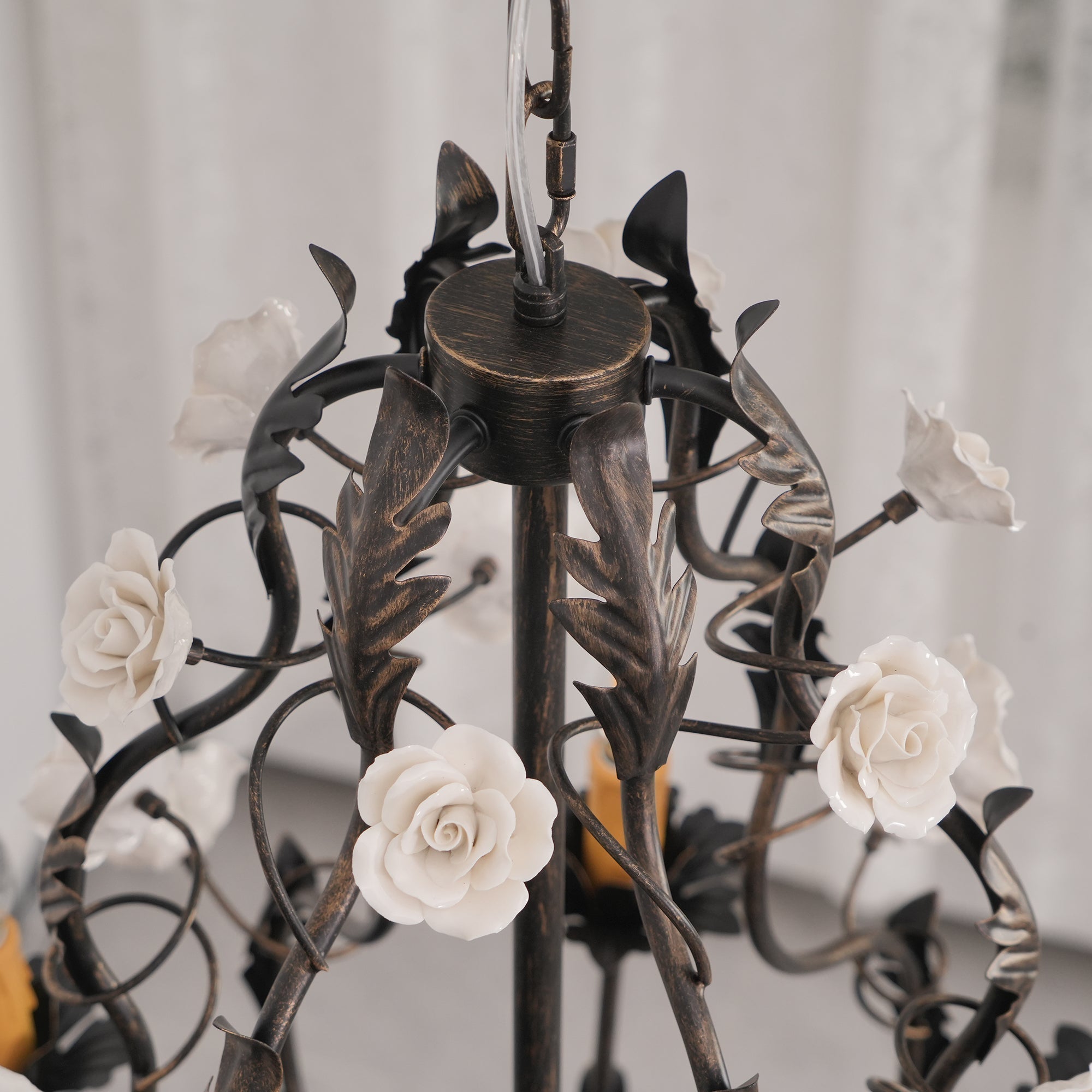 Araeyra Postmodern Luxury Rose Metal Ceramic Chandelier - Lamp Copper