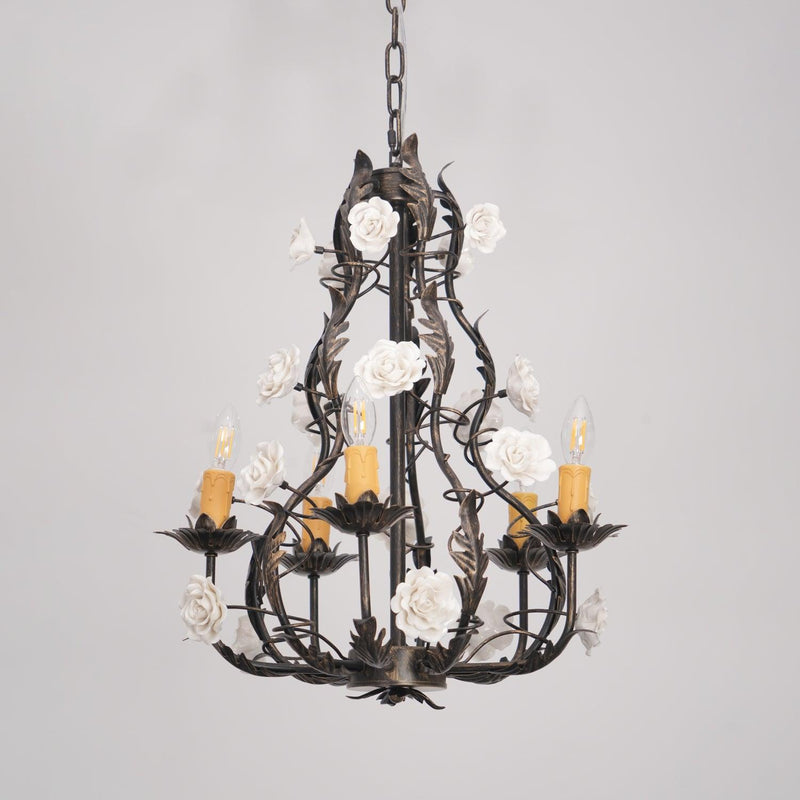 Araeyra Postmodern Luxury Rose Metal Ceramic Chandelier - Lamp Copper
