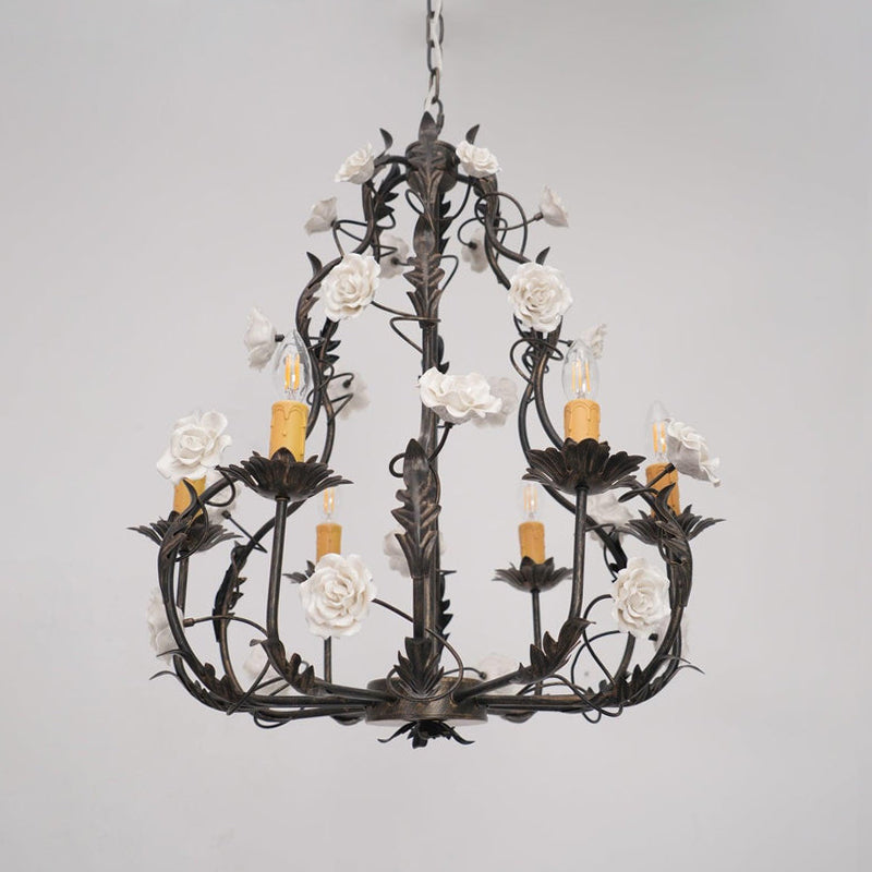 Araeyra Postmodern Luxury Rose Metal Ceramic Chandelier - Lamp Copper