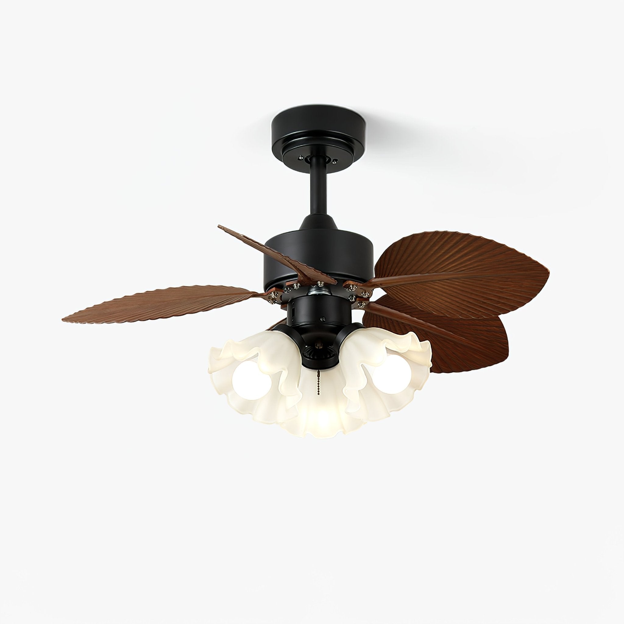 Ventilatore da Soffitto Rosalyn Vintage in Legno di Noce con Luce