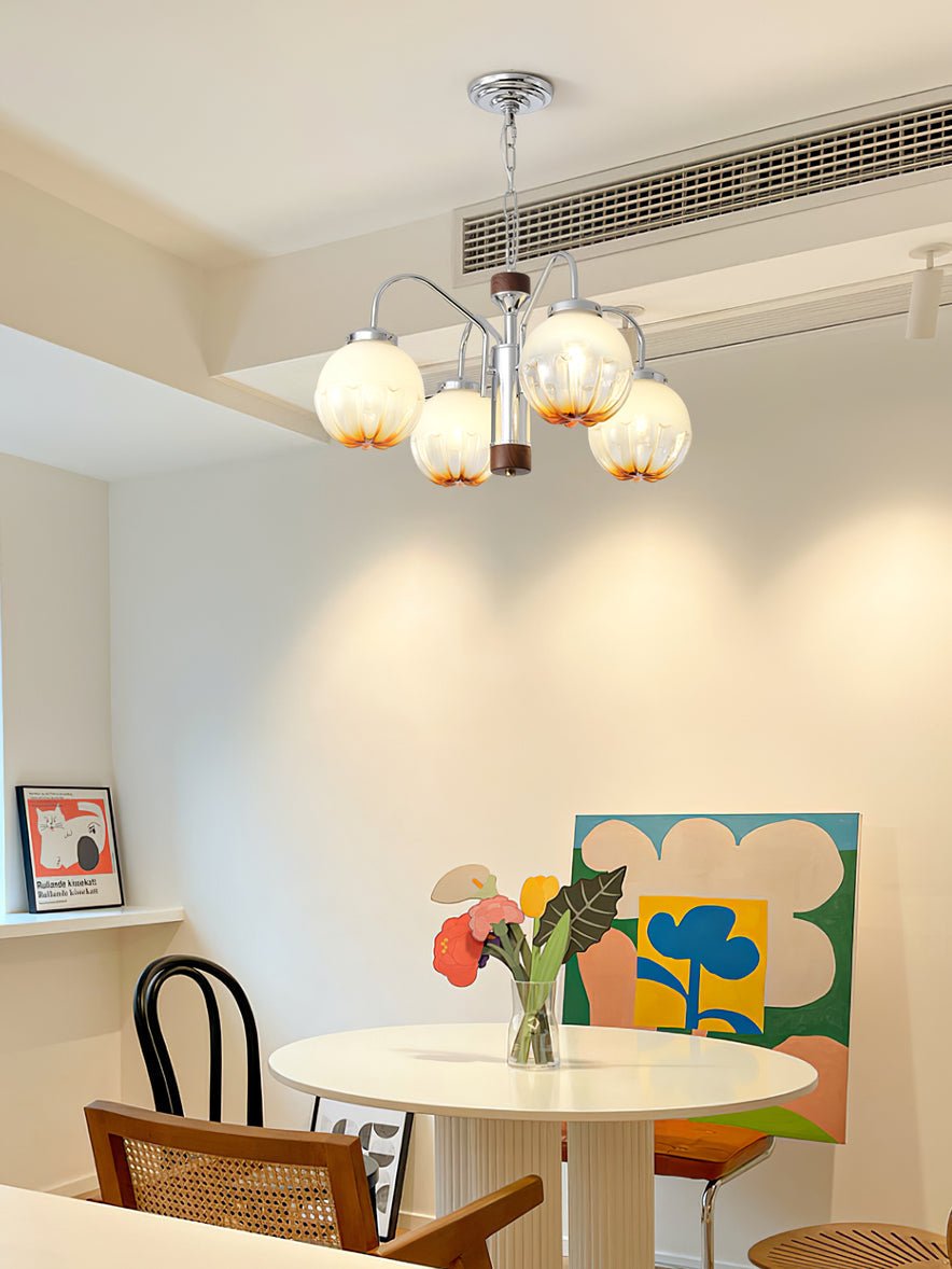 Ulliria Nordic Art Flower Walnut Glass Chandelier - Blowlighting