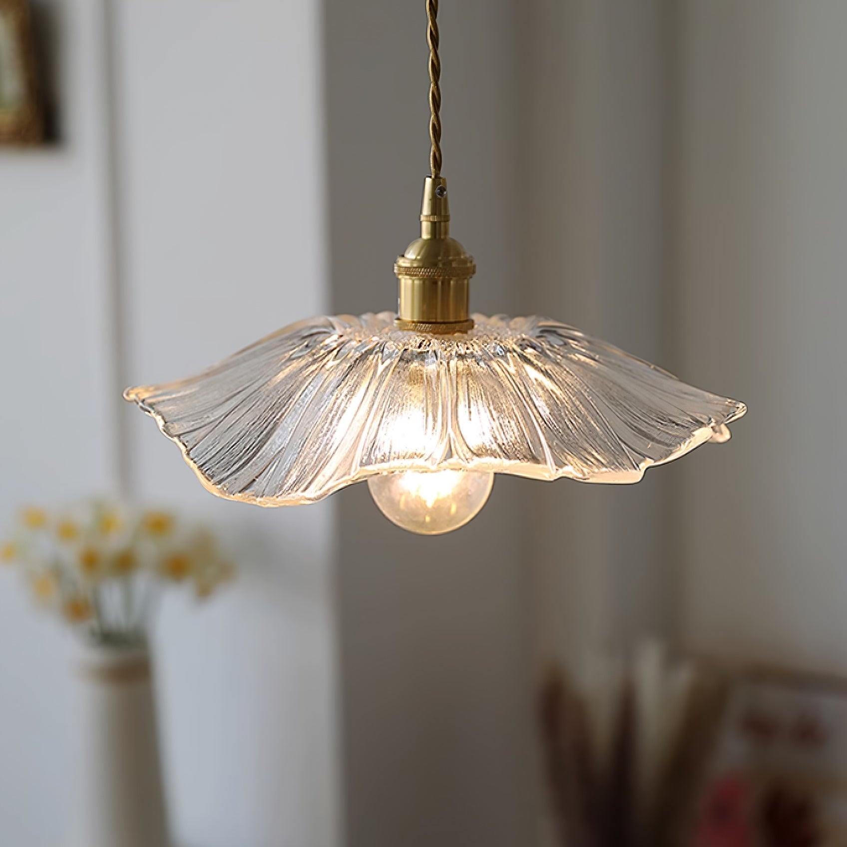 Aria Lampada a Sospensione con Fiore in Vetro, Cablata / con Spina