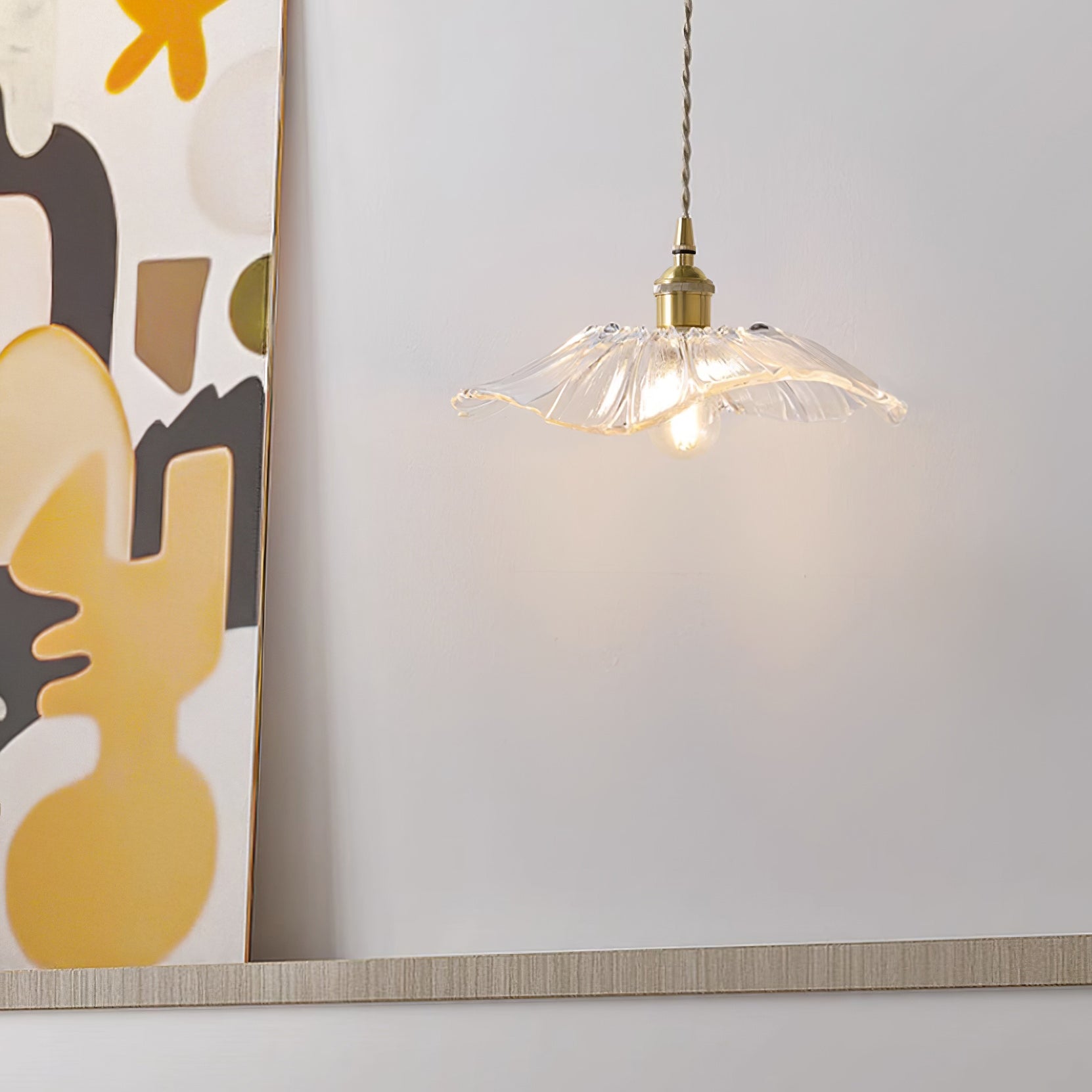 Aria Lampada a Sospensione con Fiore in Vetro, Cablata / con Spina