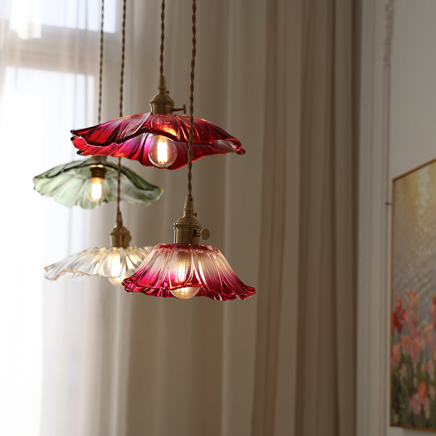Aria Lampada a Sospensione con Fiore in Vetro, Cablata / con Spina