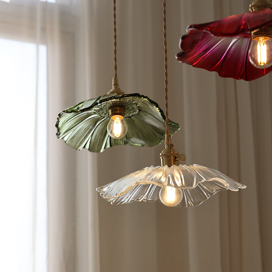 Aria Lampada a Sospensione con Fiore in Vetro, Cablata / con Spina