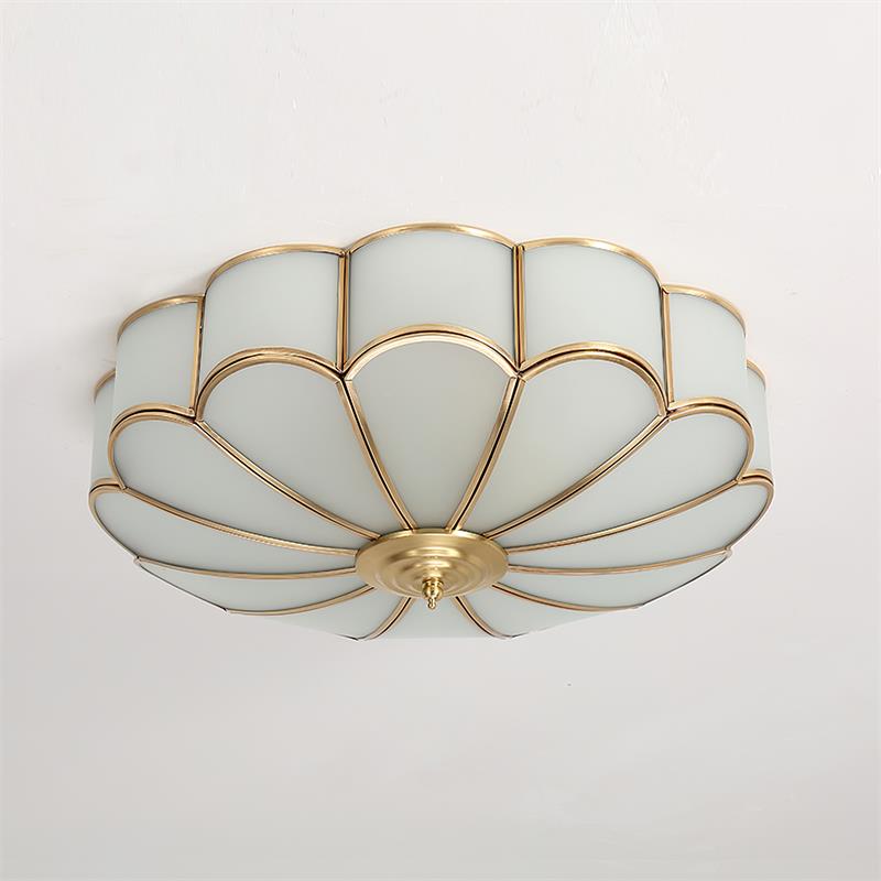 Viraean Modern Minimalist Flower Shape Brass Glass Ceiling Lamp - Lamp Copper