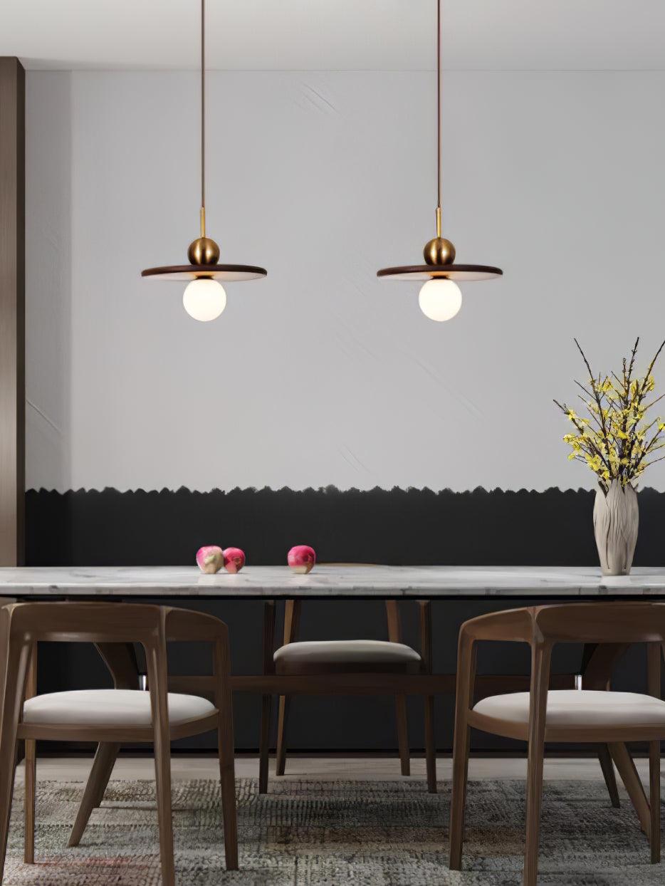 Flying Saucer Walnut Pendant Lamp - Blowlighting