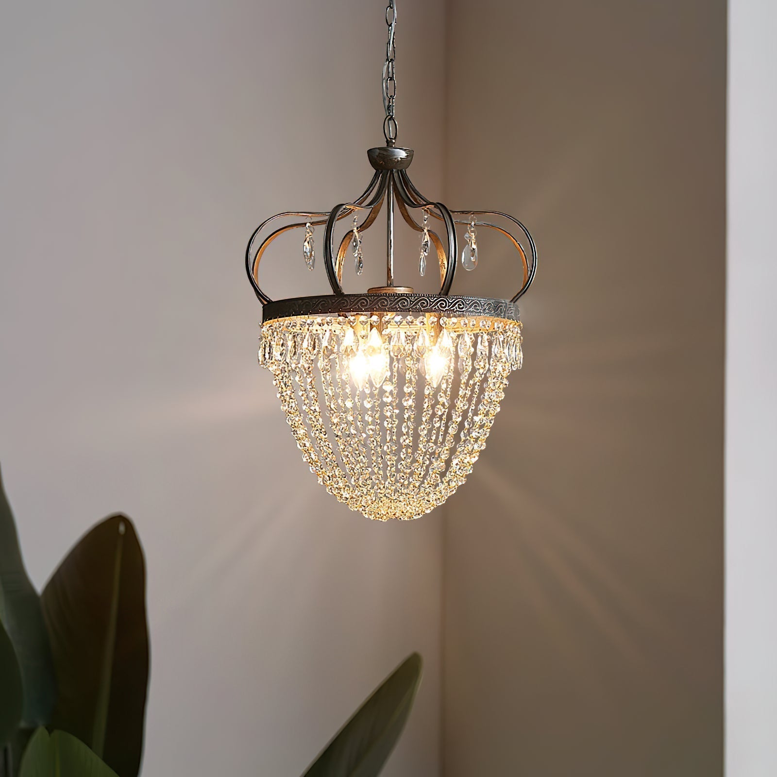 Abella Tear Drop Crystal Chandelier - Lamp Copper