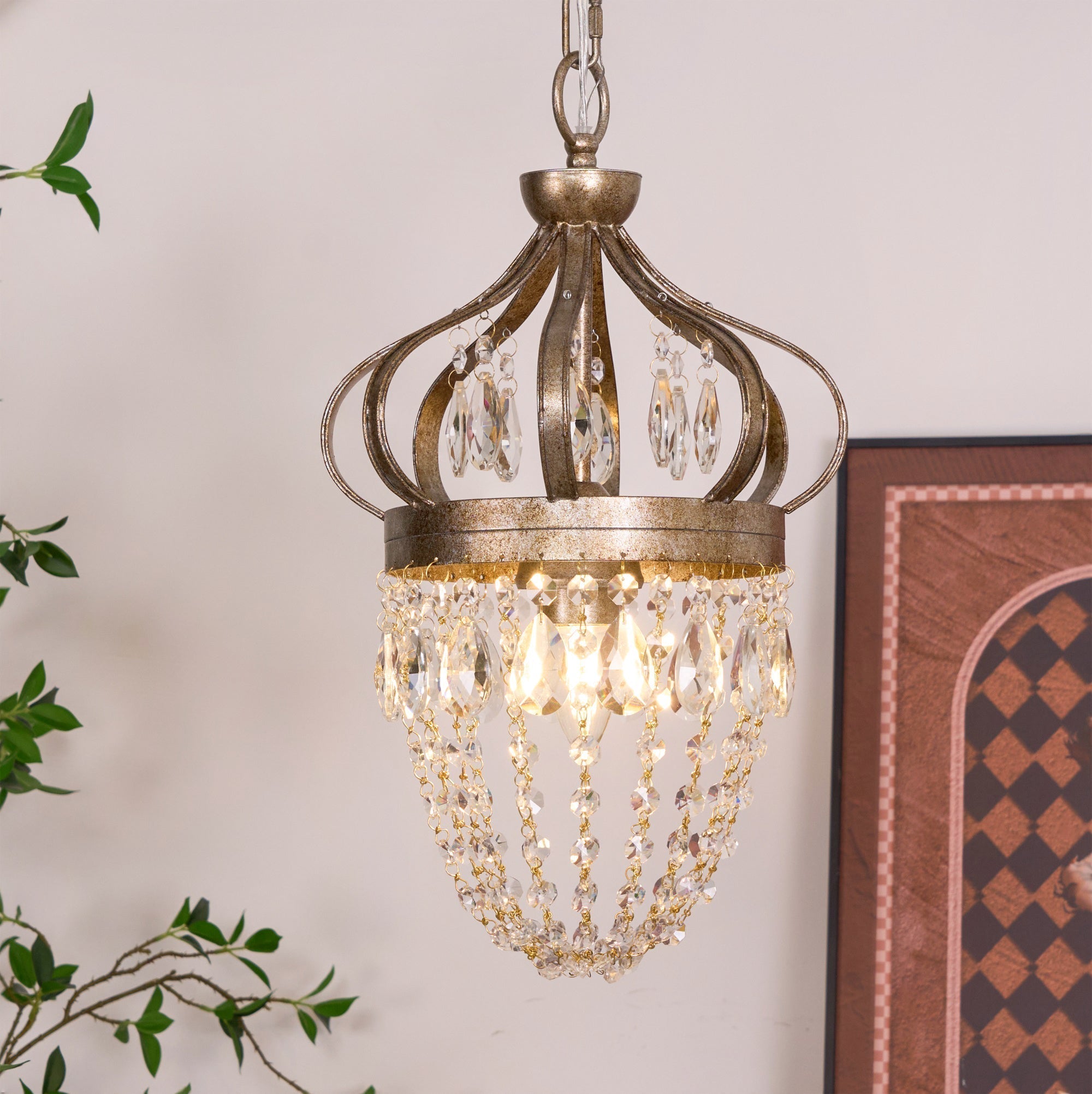 Abella Tear Drop Crystal Chandelier - Lamp Copper