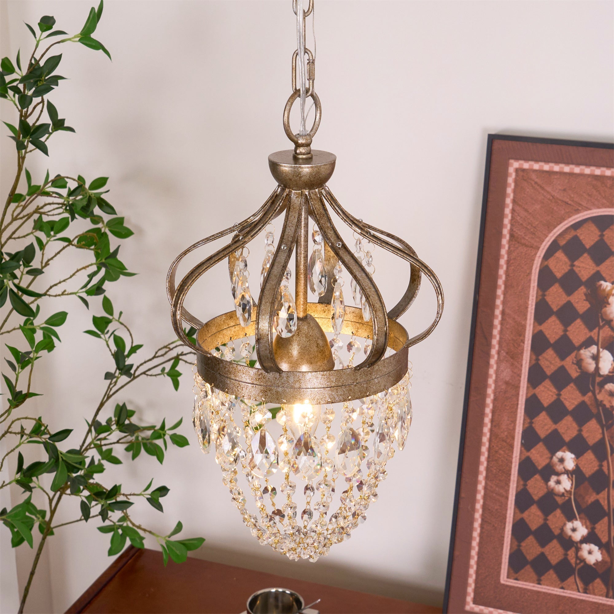 Abella Tear Drop Crystal Chandelier - Lamp Copper