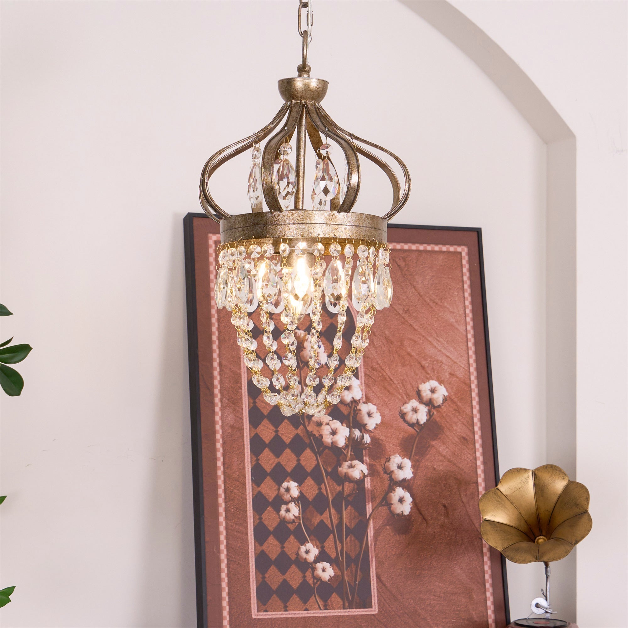 Abella Tear Drop Crystal Chandelier - Lamp Copper