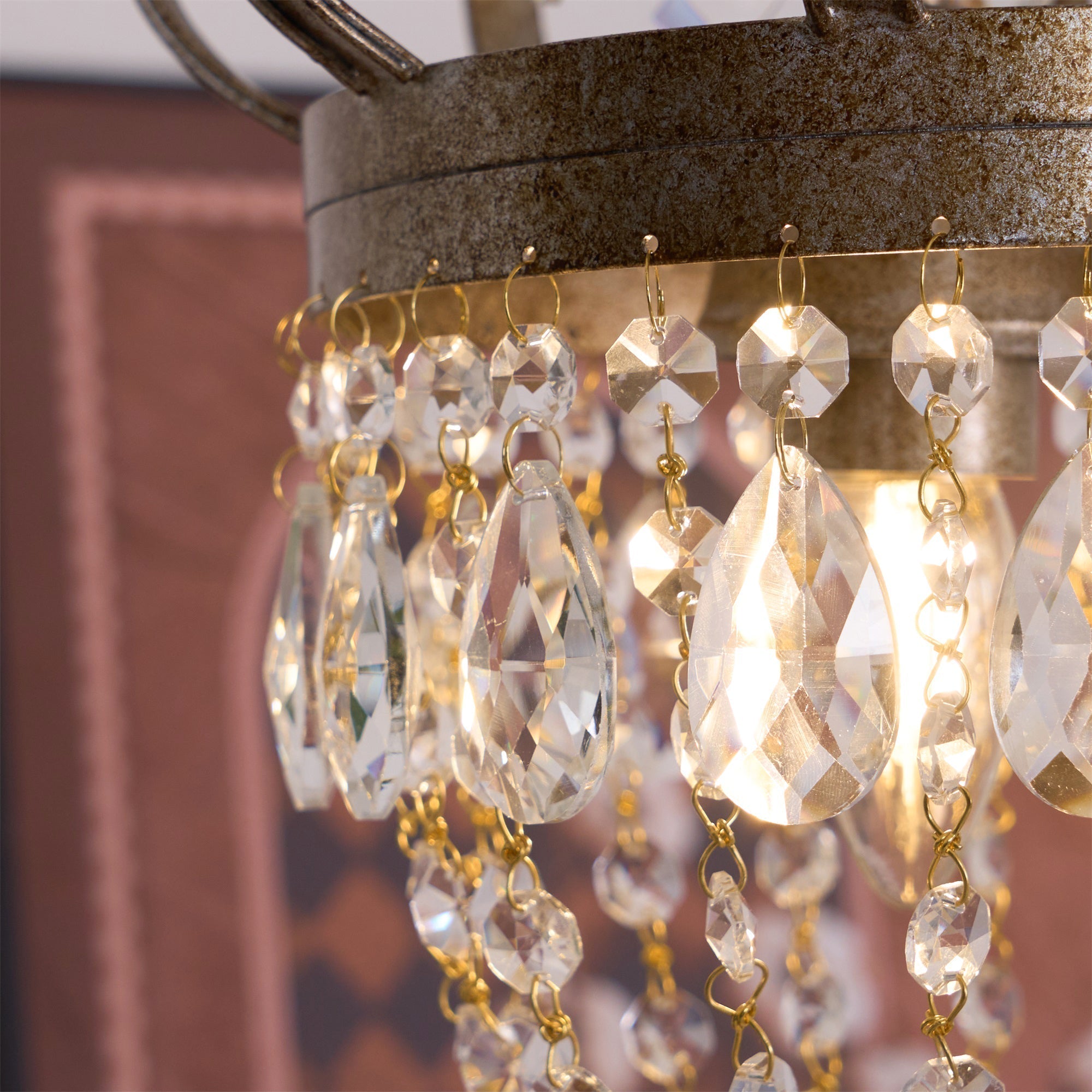 Abella Tear Drop Crystal Chandelier - Lamp Copper