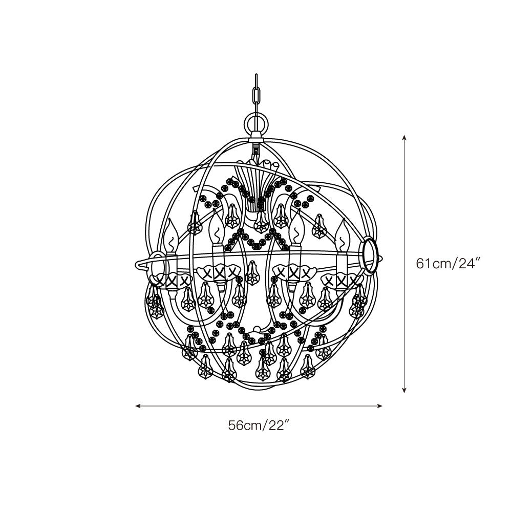 Sylirara Traditional Single Orb Metal Crystal Pendant Lamp - Lamp Copper