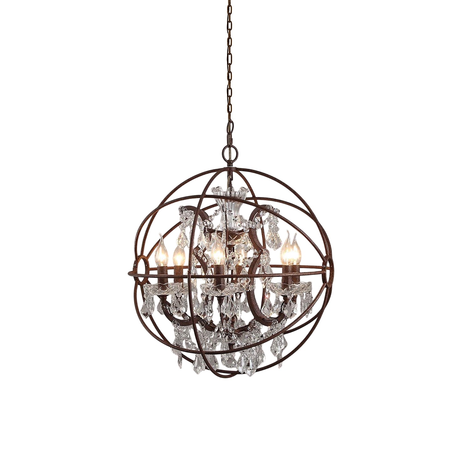Sylirara Traditional Single Orb Metal Crystal Pendant Lamp - Lamp Copper