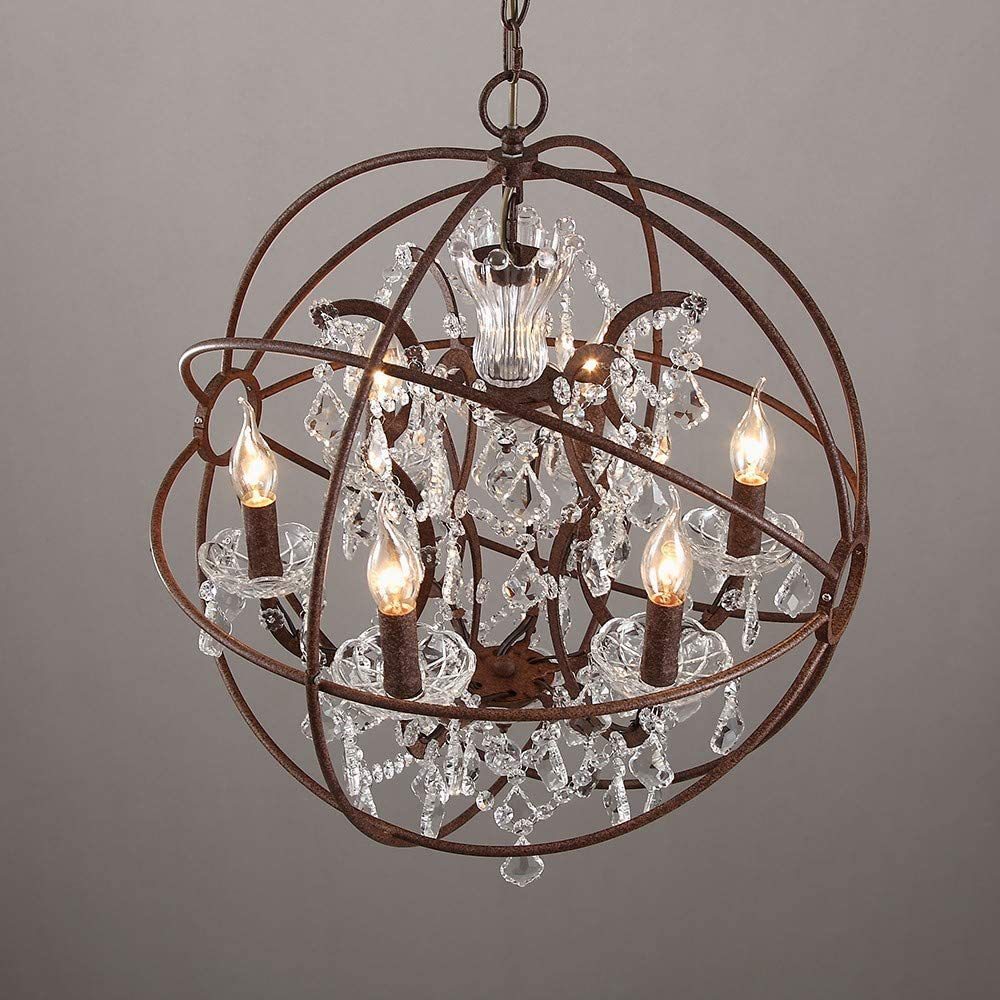 Sylirara Traditional Single Orb Metal Crystal Pendant Lamp - Lamp Copper