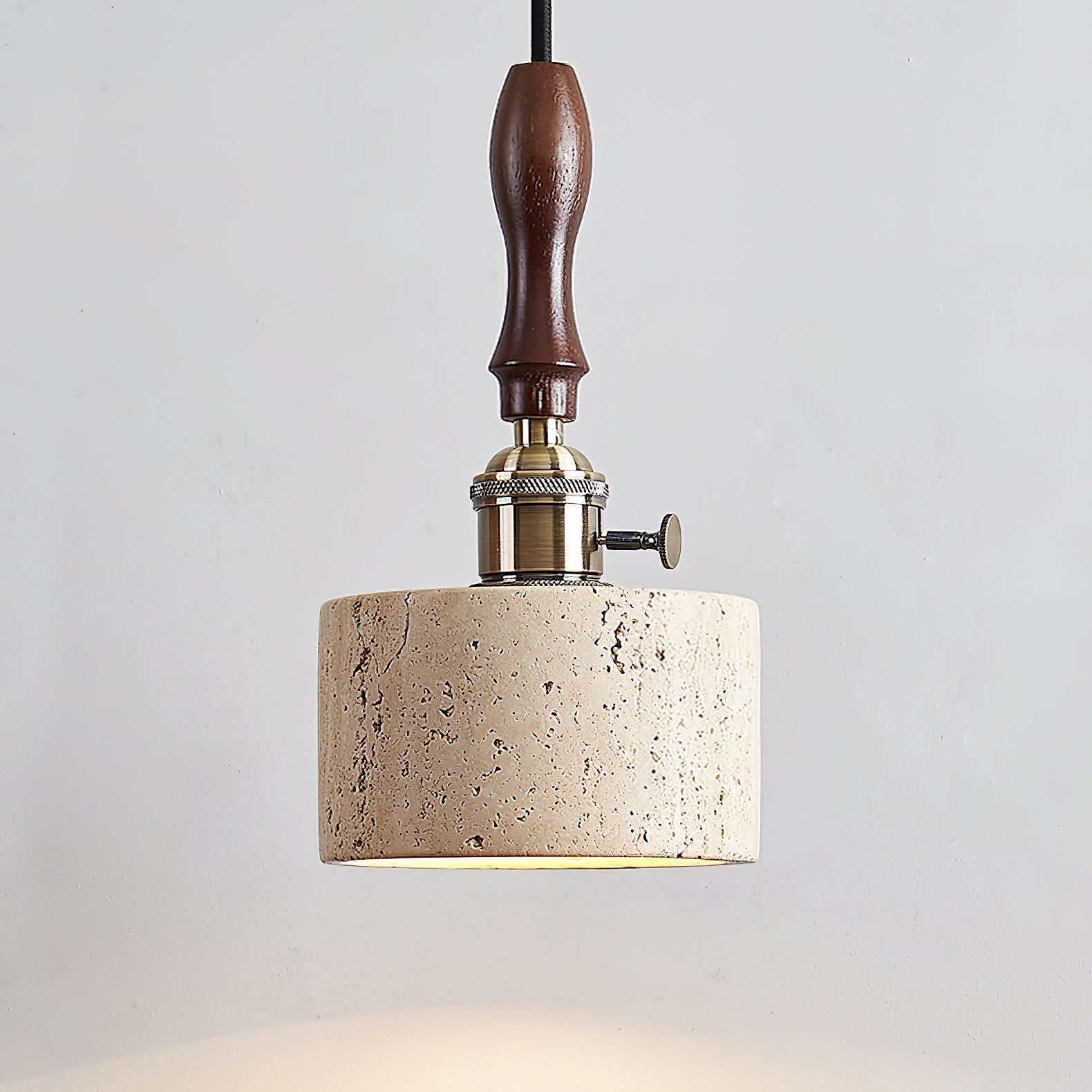 Sycaran Modern Minimalist Walnut Travertine Pendant Lamp - Lamp Copper