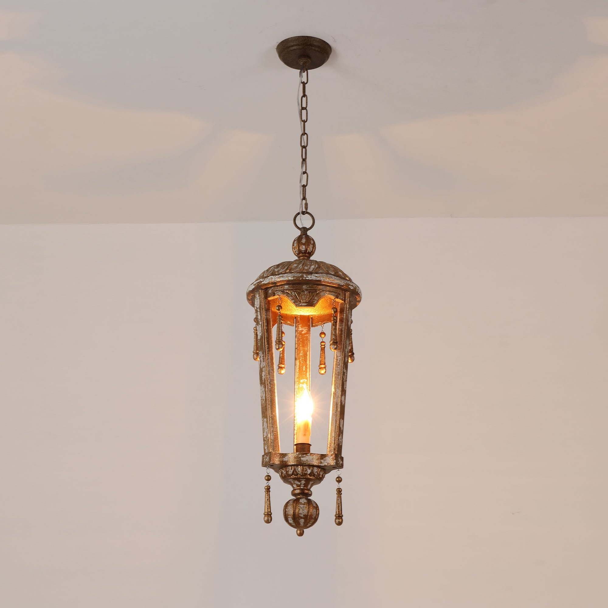 Nylire Individual Creativity Woodcarving Lantern Pendant Lamp - Lamp Copper