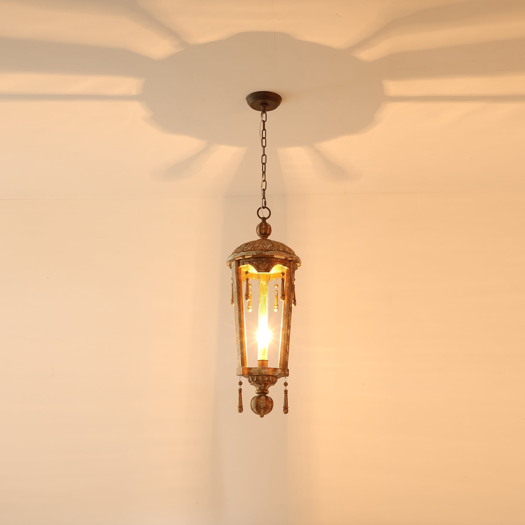 Nylire Individual Creativity Woodcarving Lantern Pendant Lamp - Lamp Copper