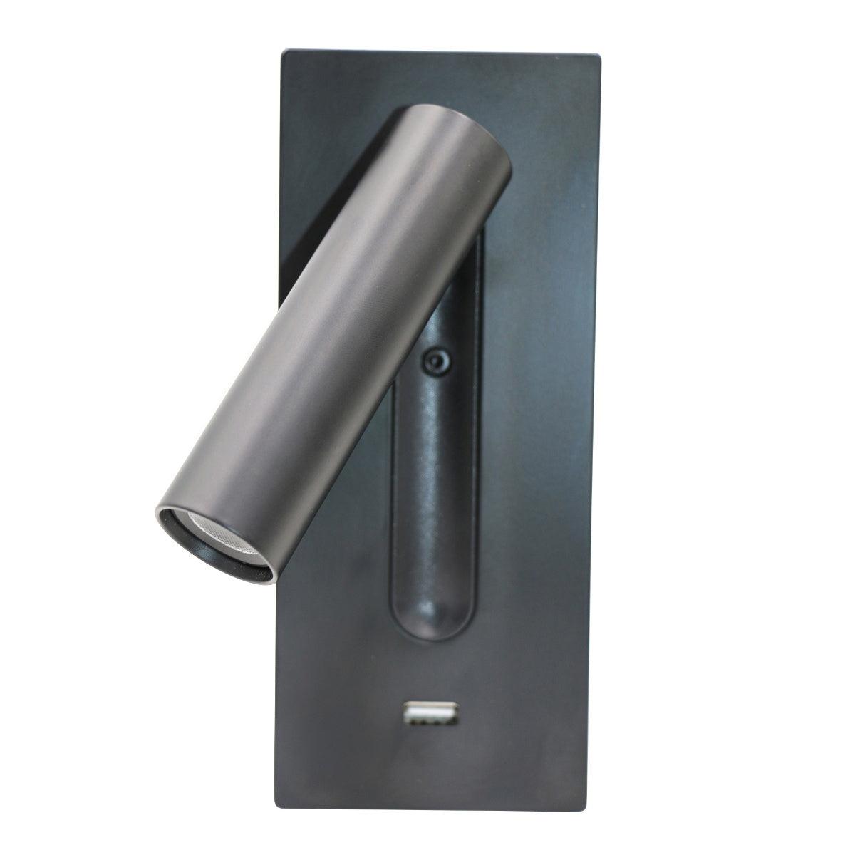Black Bedside USB Wall Light - Blowlighting