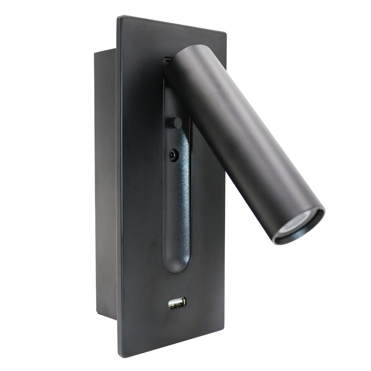 Black Bedside USB Wall Light - Blowlighting