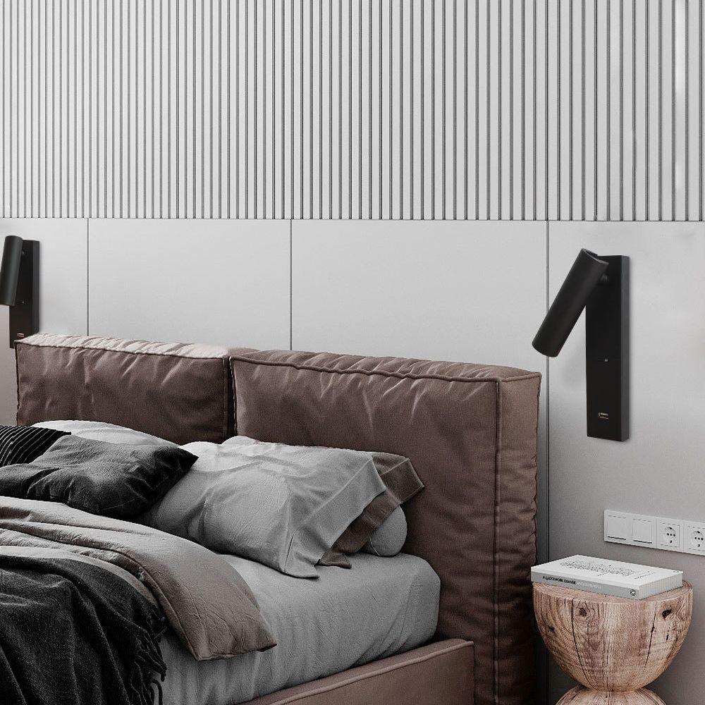 Black Bedside USB Wall Light - Blowlighting