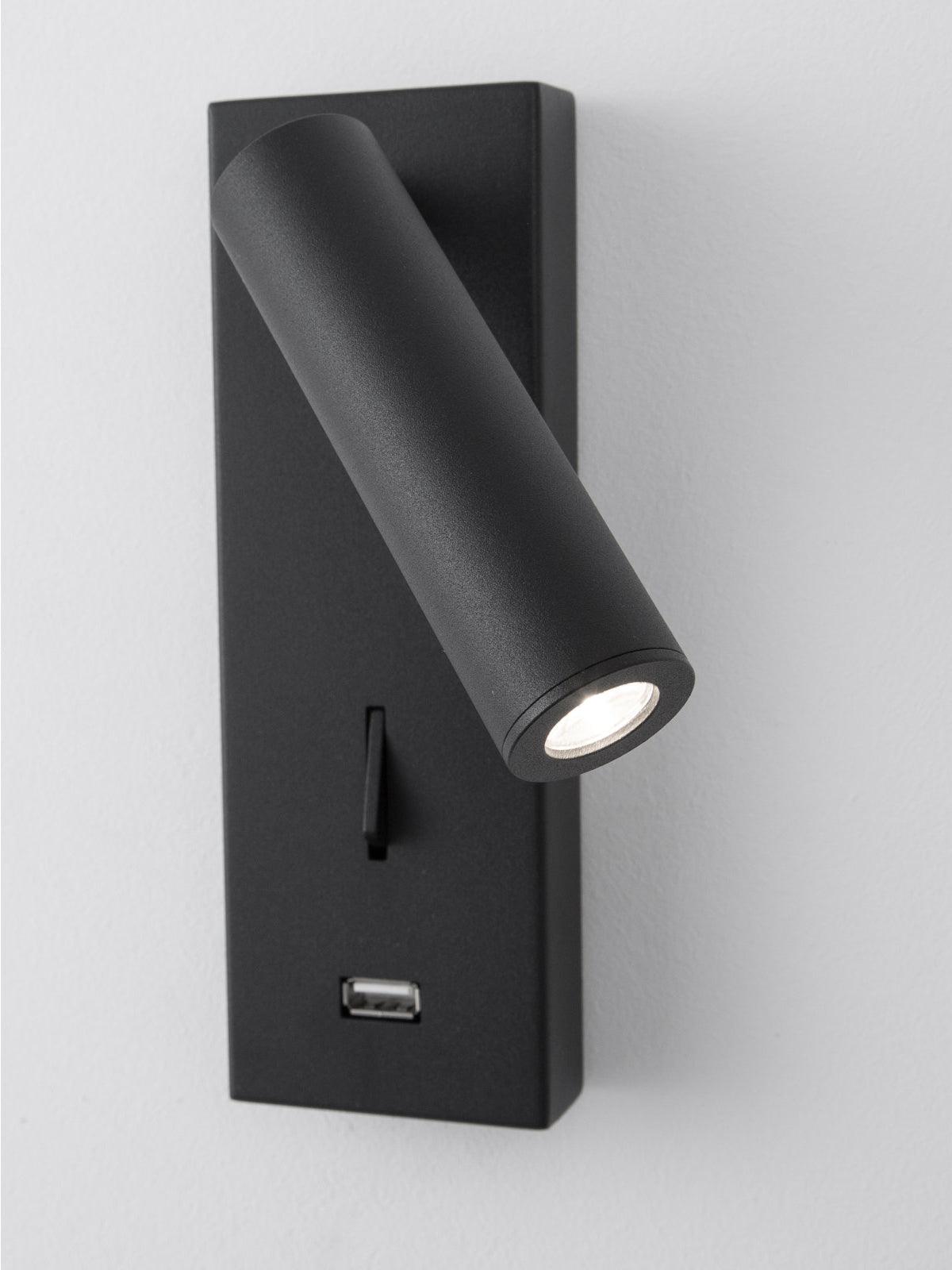 Black Bedside USB Wall Light - Blowlighting