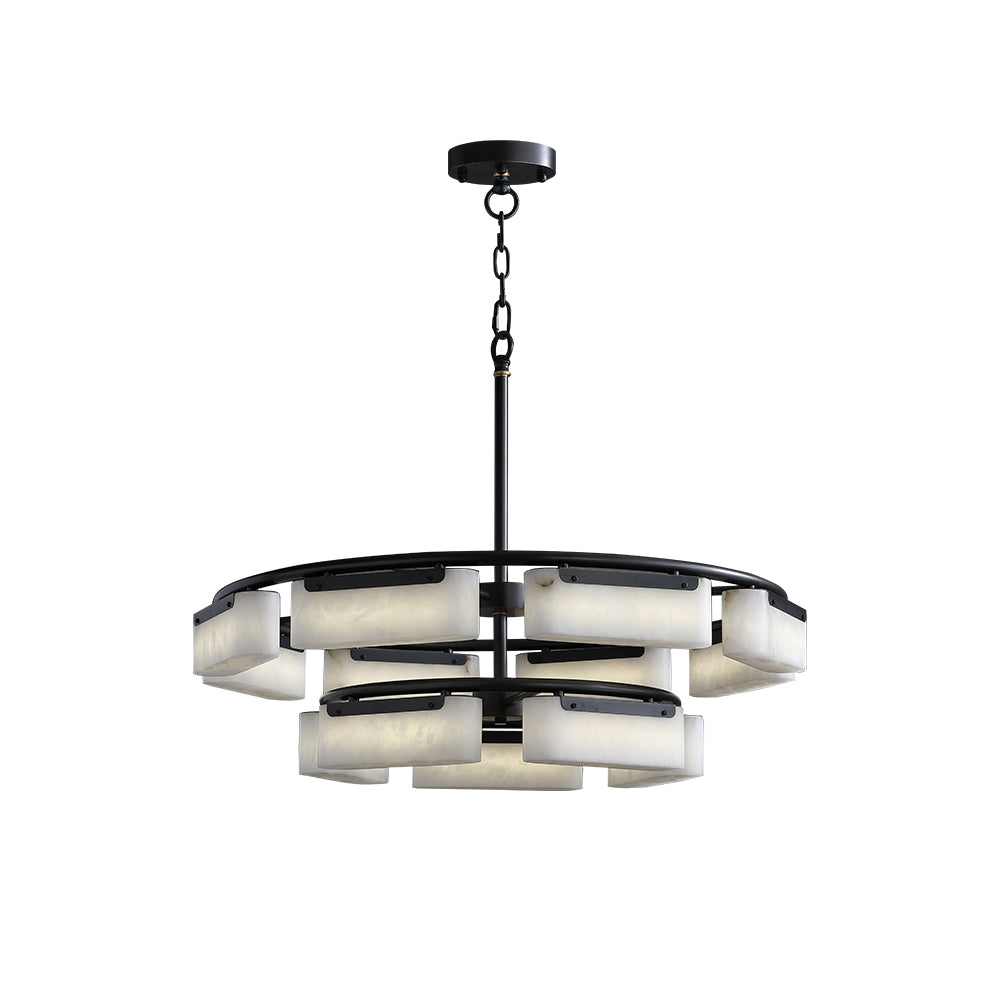 Varaeia Modern Minimalist Brass Alabaster Chandelier - Lamp Copper