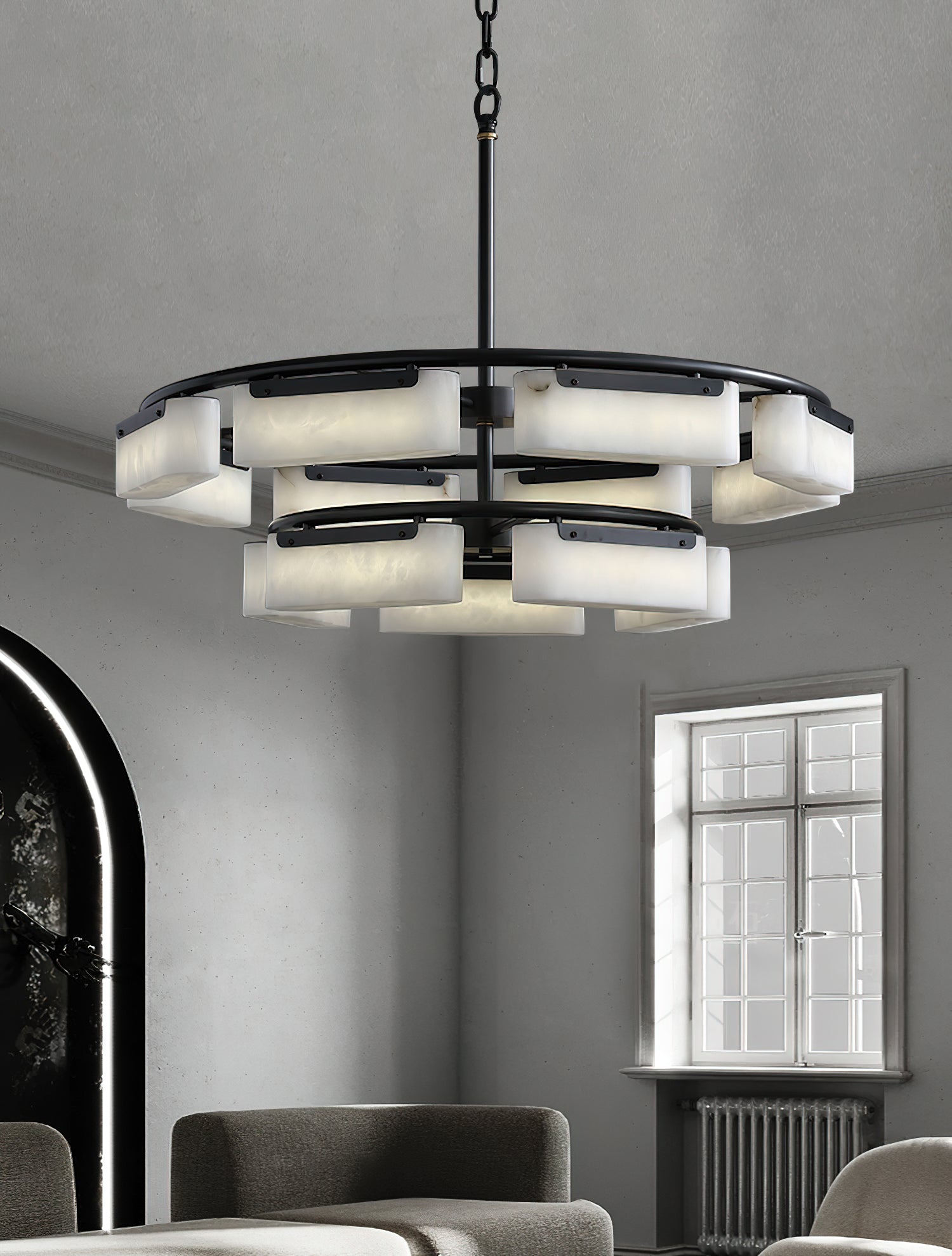 Varaeia Modern Minimalist Brass Alabaster Chandelier - Lamp Copper