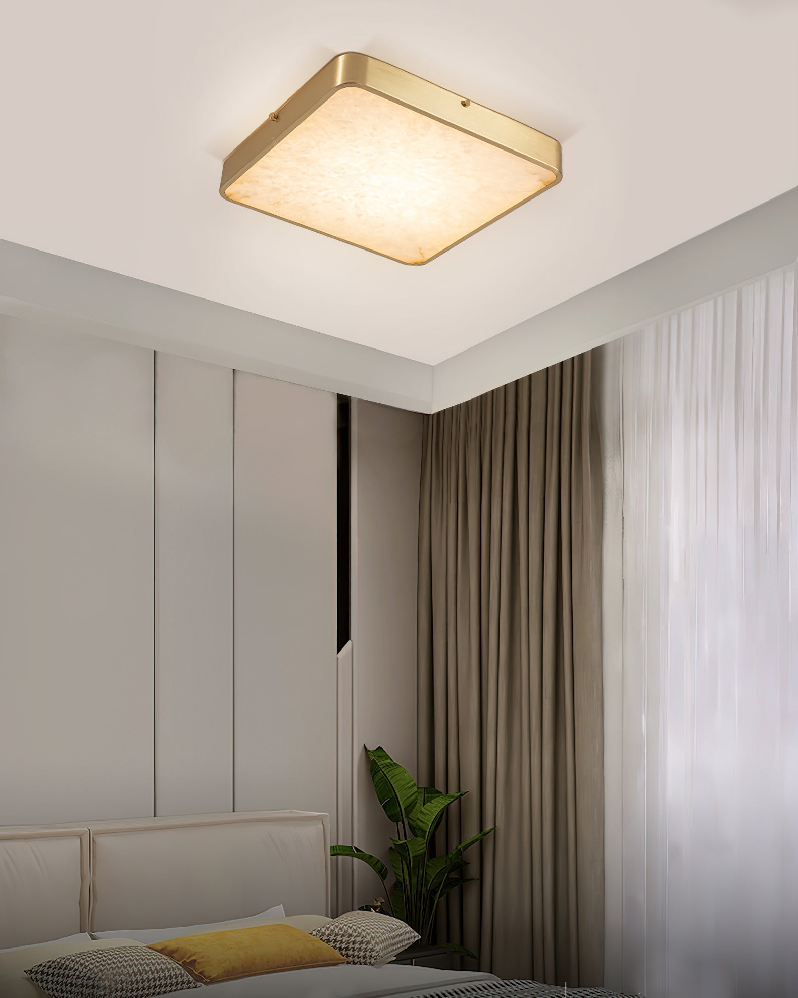 Uzoror Modern Minimalist Recessed Alabaster Ceiling Light - Lamp Copper