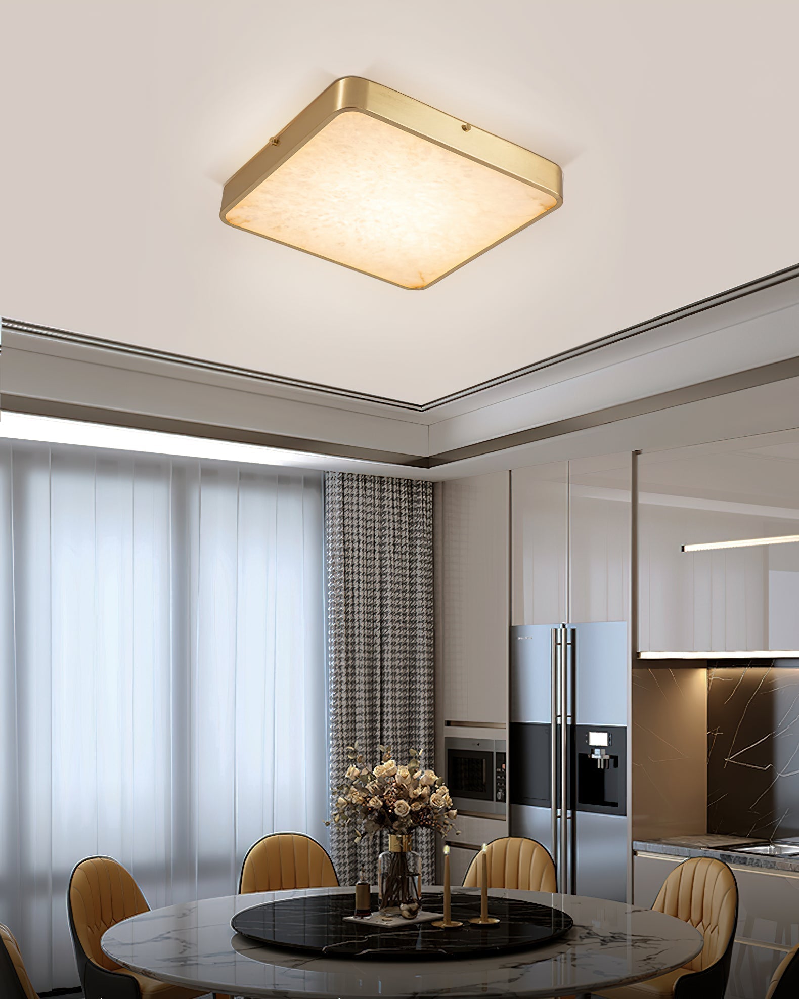 Uzoror Modern Minimalist Recessed Alabaster Ceiling Light - Lamp Copper