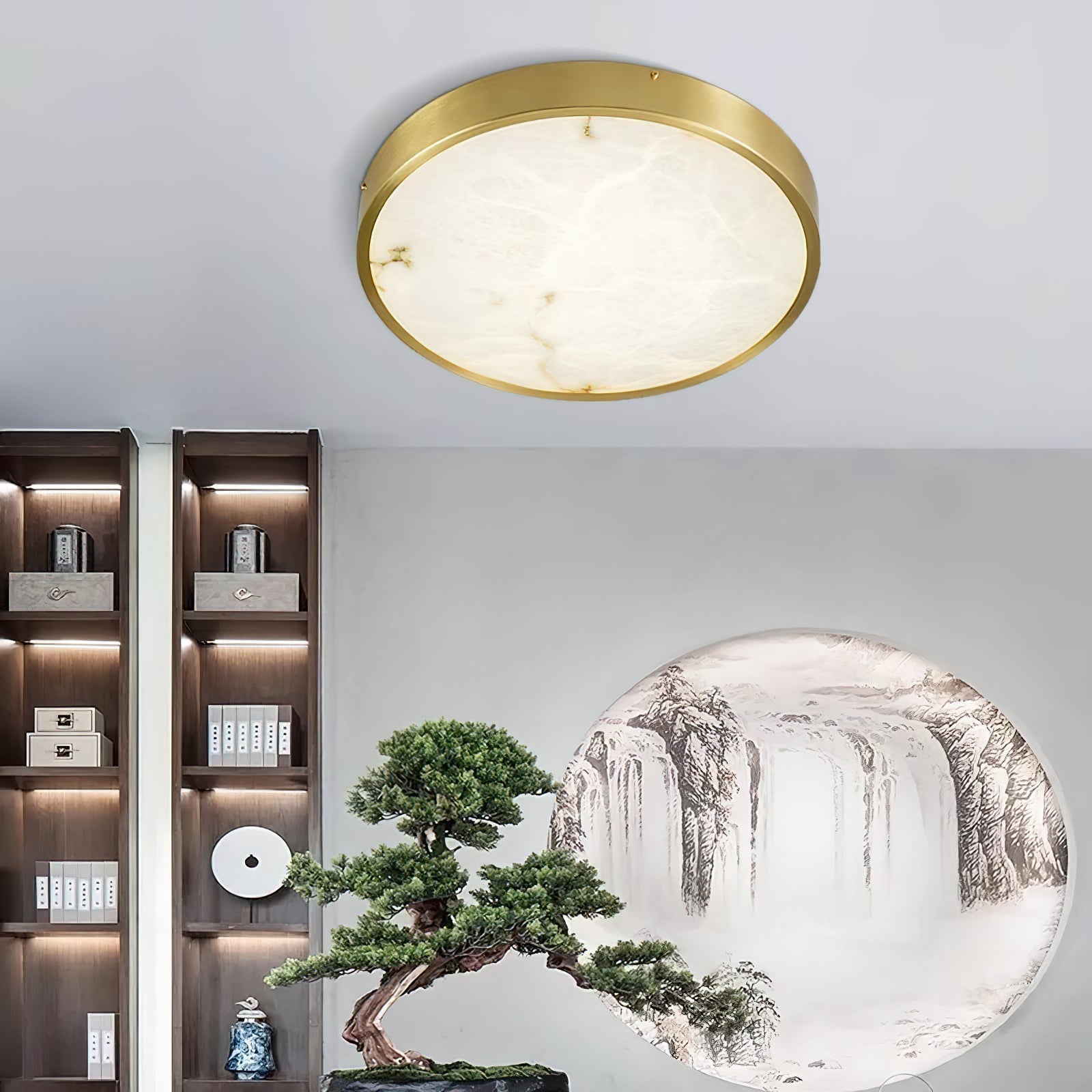 Uzoror Modern Minimalist Recessed Alabaster Ceiling Light - Lamp Copper