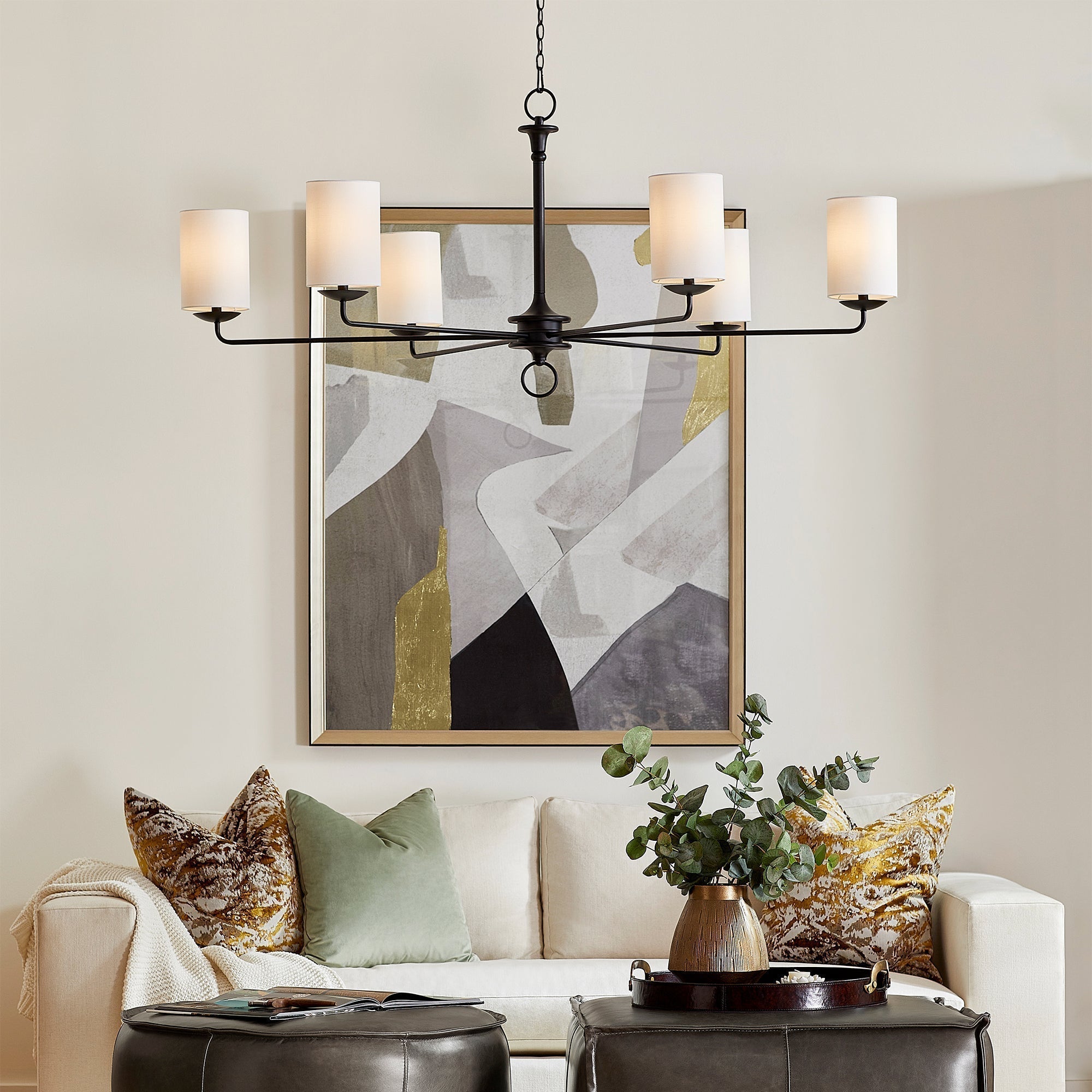 Olthean Vintage Industrial Brass Fabric Chandelier - Lamp Copper