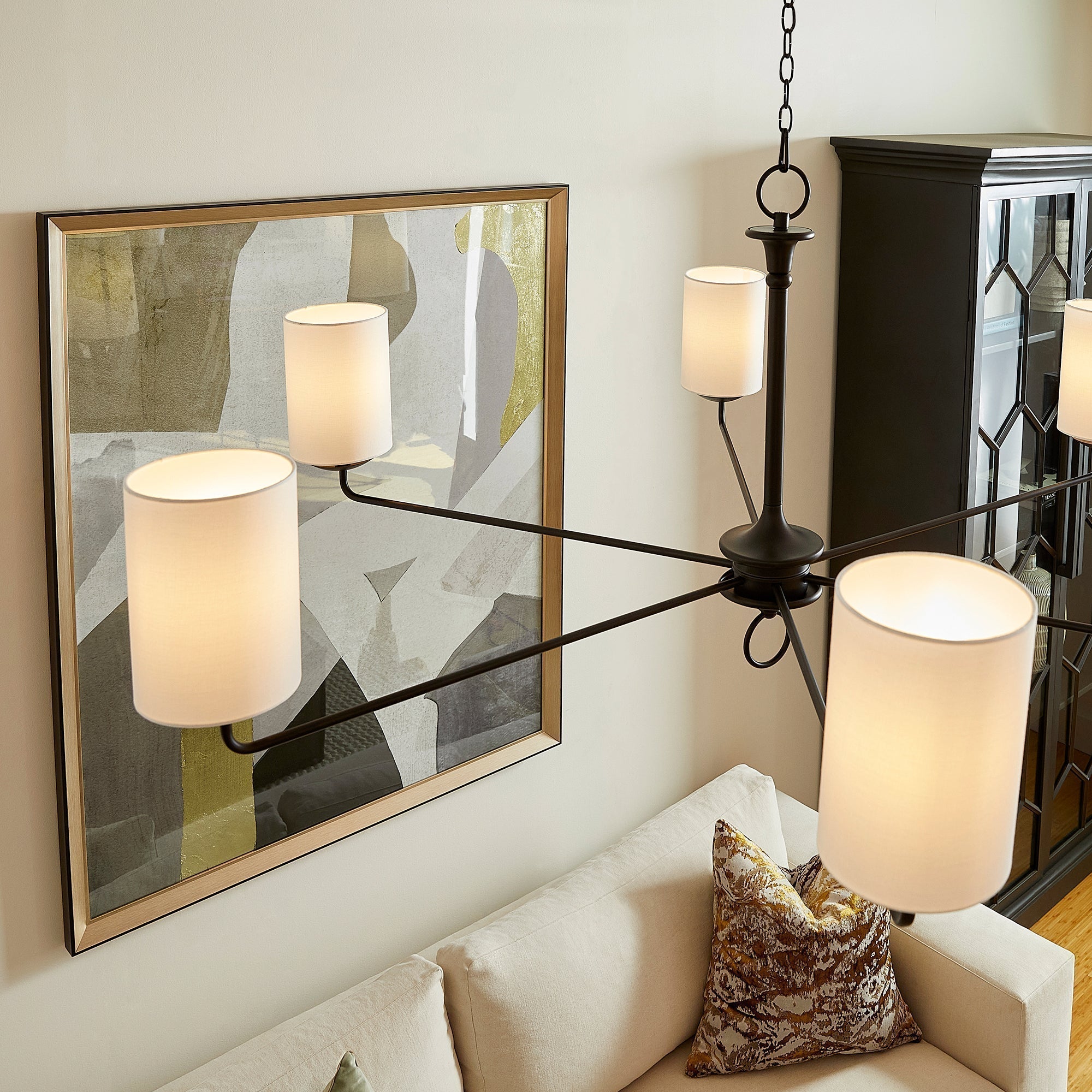 Olthean Vintage Industrial Brass Fabric Chandelier - Lamp Copper