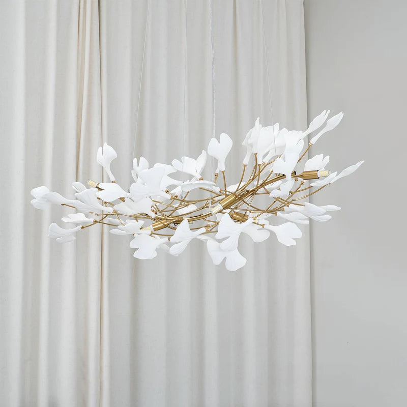 Olivia Design Bellissimo LED Lampade a Sospensione Ginkgo Biloba Oro Metallo Ceramico