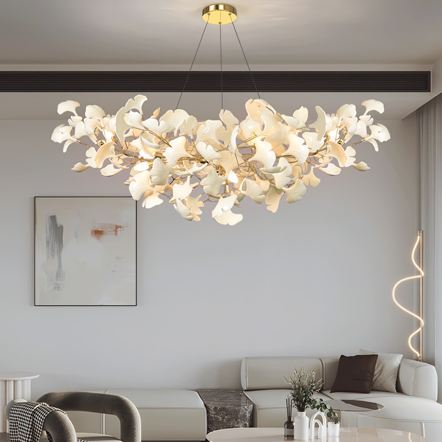 Olivia Lampadario di Lusso in Ceramica con Forma a U