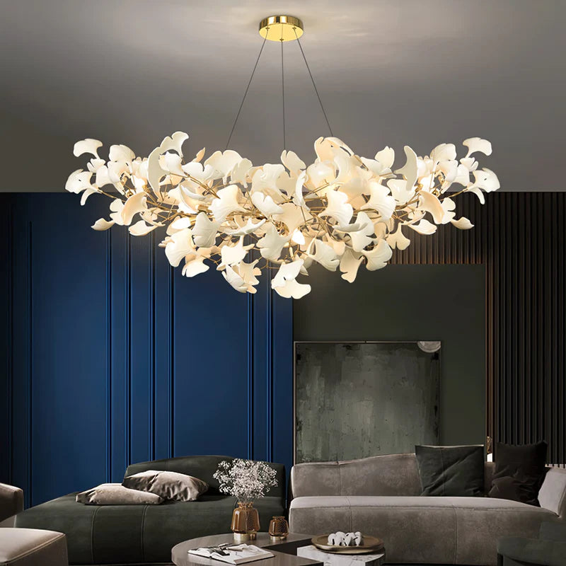 Olivia Design Bellissimo LED Lampade a Sospensione Ginkgo Biloba Oro Metallo Ceramico