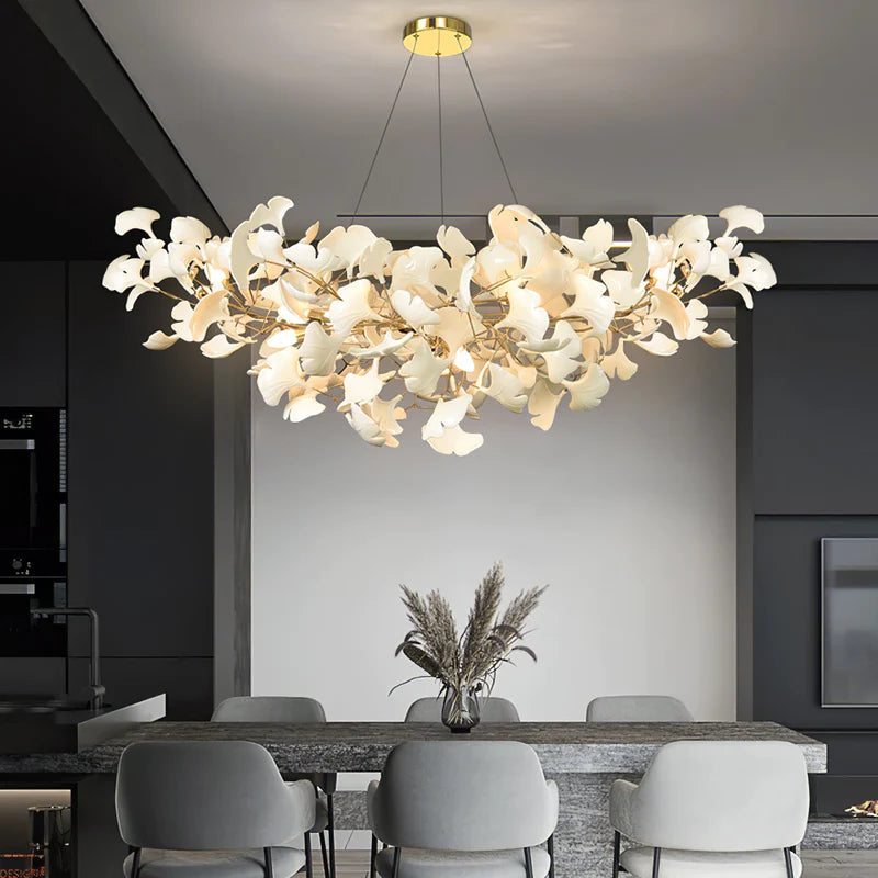 Olivia Design Bellissimo LED Lampade a Sospensione Ginkgo Biloba Oro Metallo Ceramico