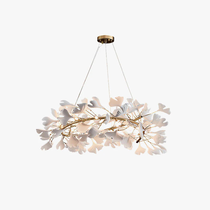 Olivia Lampadario moderno a LED dorato GinkLuxe, metallo e ceramica