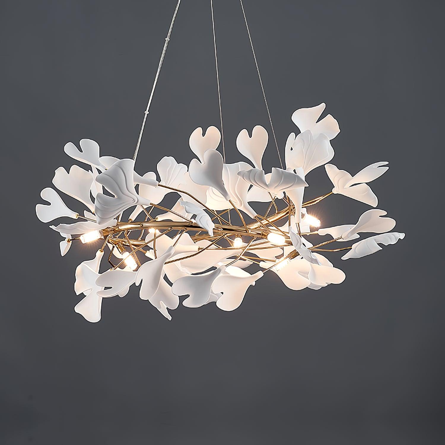 Olivia Lampadario moderno a LED dorato GinkLuxe, metallo e ceramica