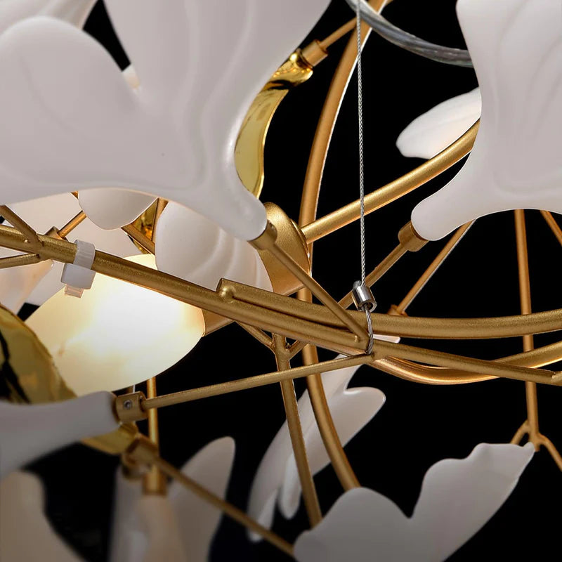 Olivia Design Bellissimo LED Lampade a Sospensione Ginkgo Biloba Oro Metallo Ceramico