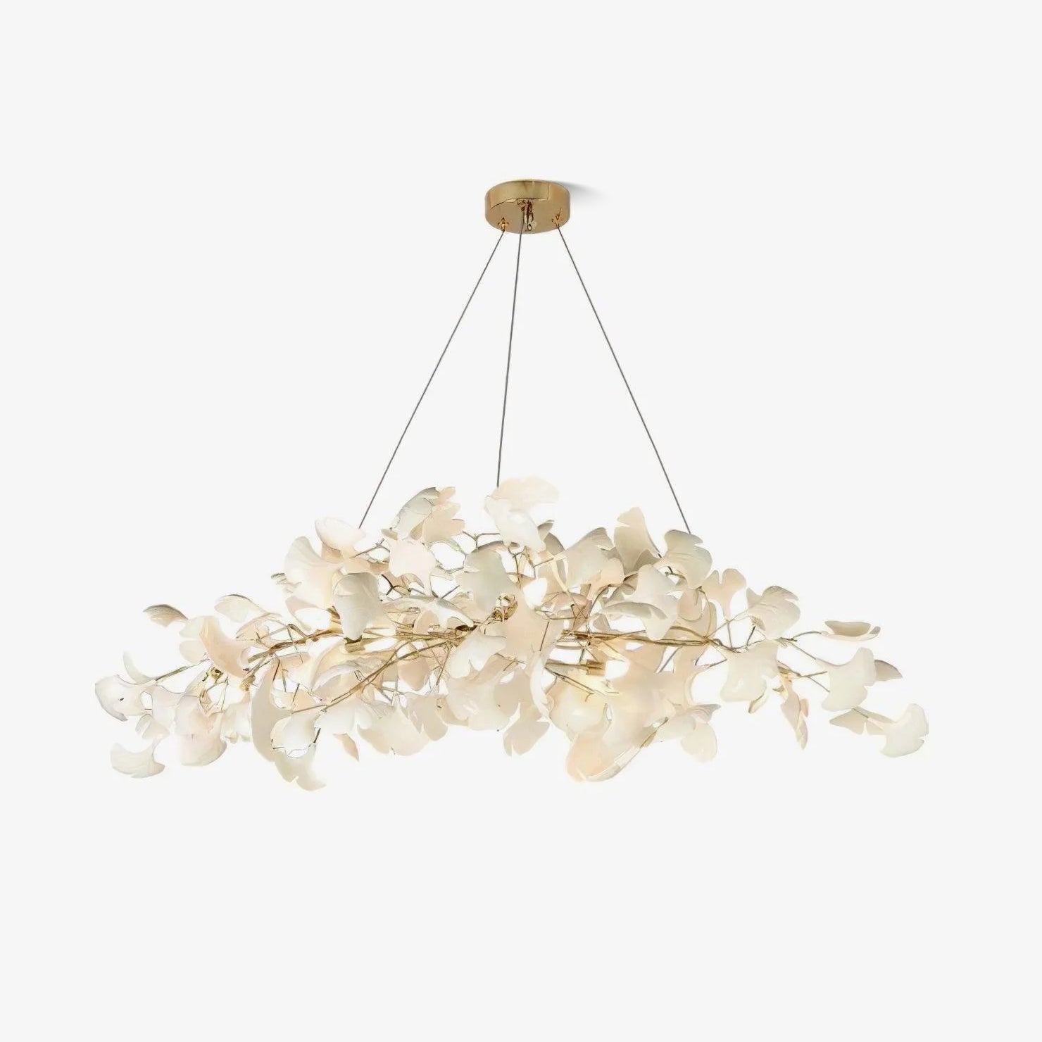 Olivia Lampadario Gingko Stile Art Déco con Foglie Inclinate Verso il Basso