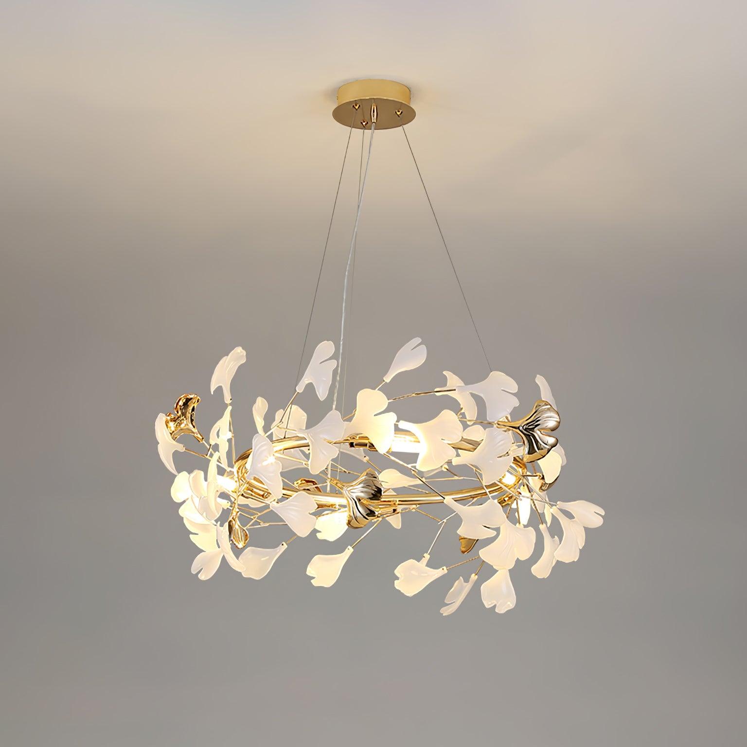 Ovyneth Postmodern Luxury Gingko Metal Ceramics Chandelier - Blowlighting