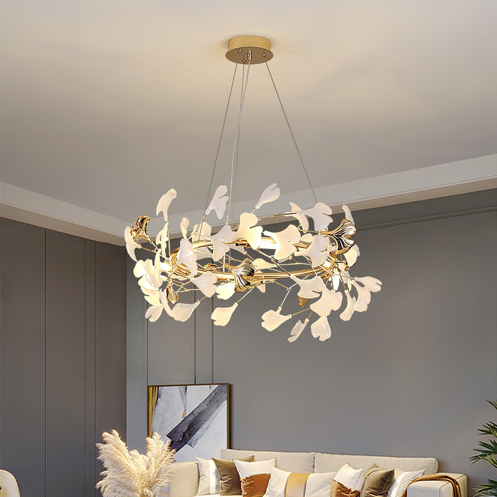 Ovyneth Postmodern Luxury Gingko Metal Ceramics Chandelier - Blowlighting