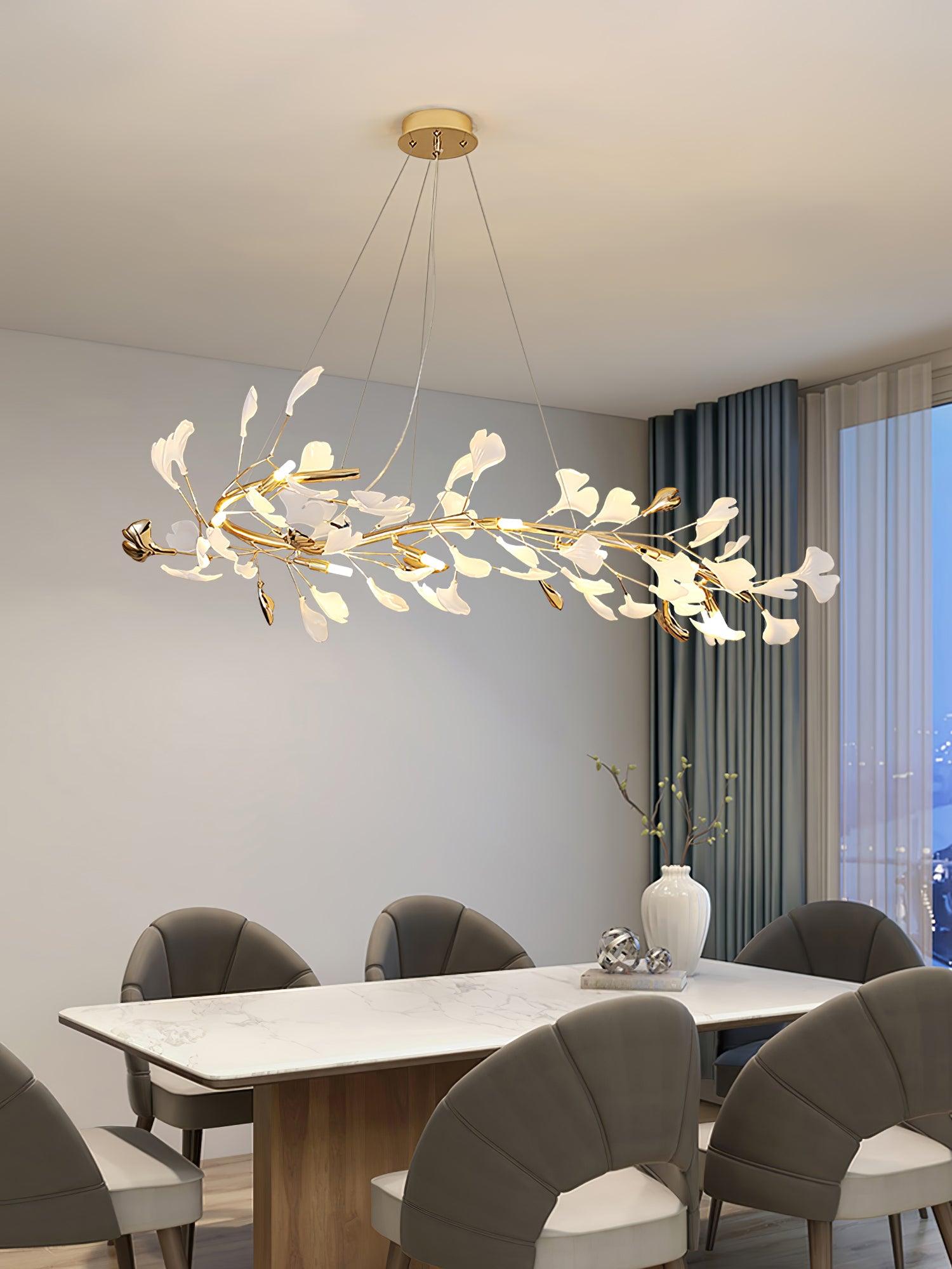 Ovyneth Postmodern Luxury Gingko Metal Ceramics Chandelier - Blowlighting