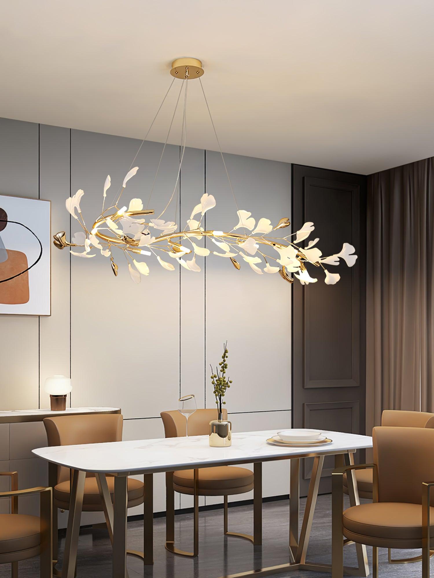 Ovyneth Postmodern Luxury Gingko Metal Ceramics Chandelier - Blowlighting