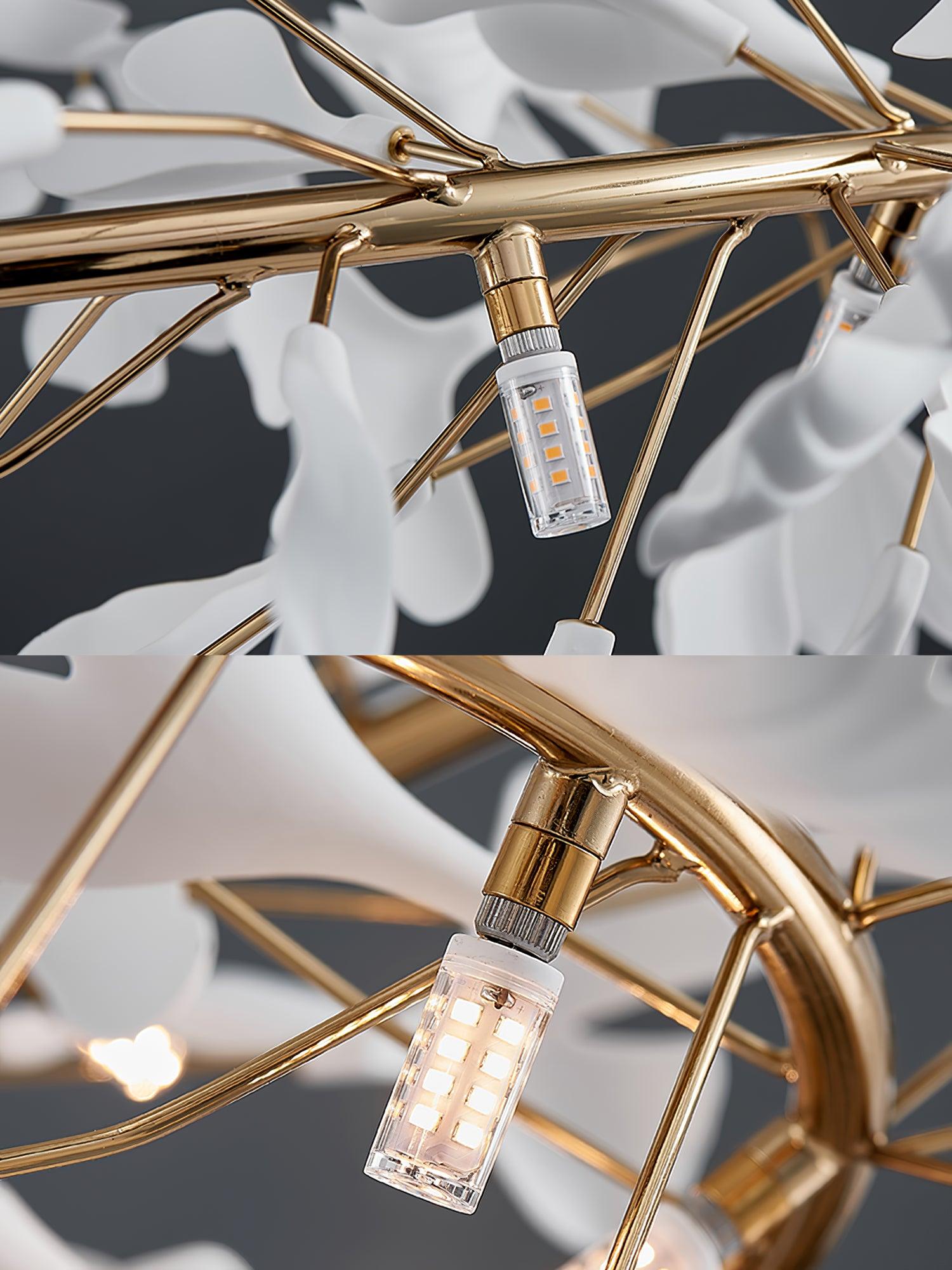 Chandelier White Ceramic Ginkgo Petals U - Letslighting