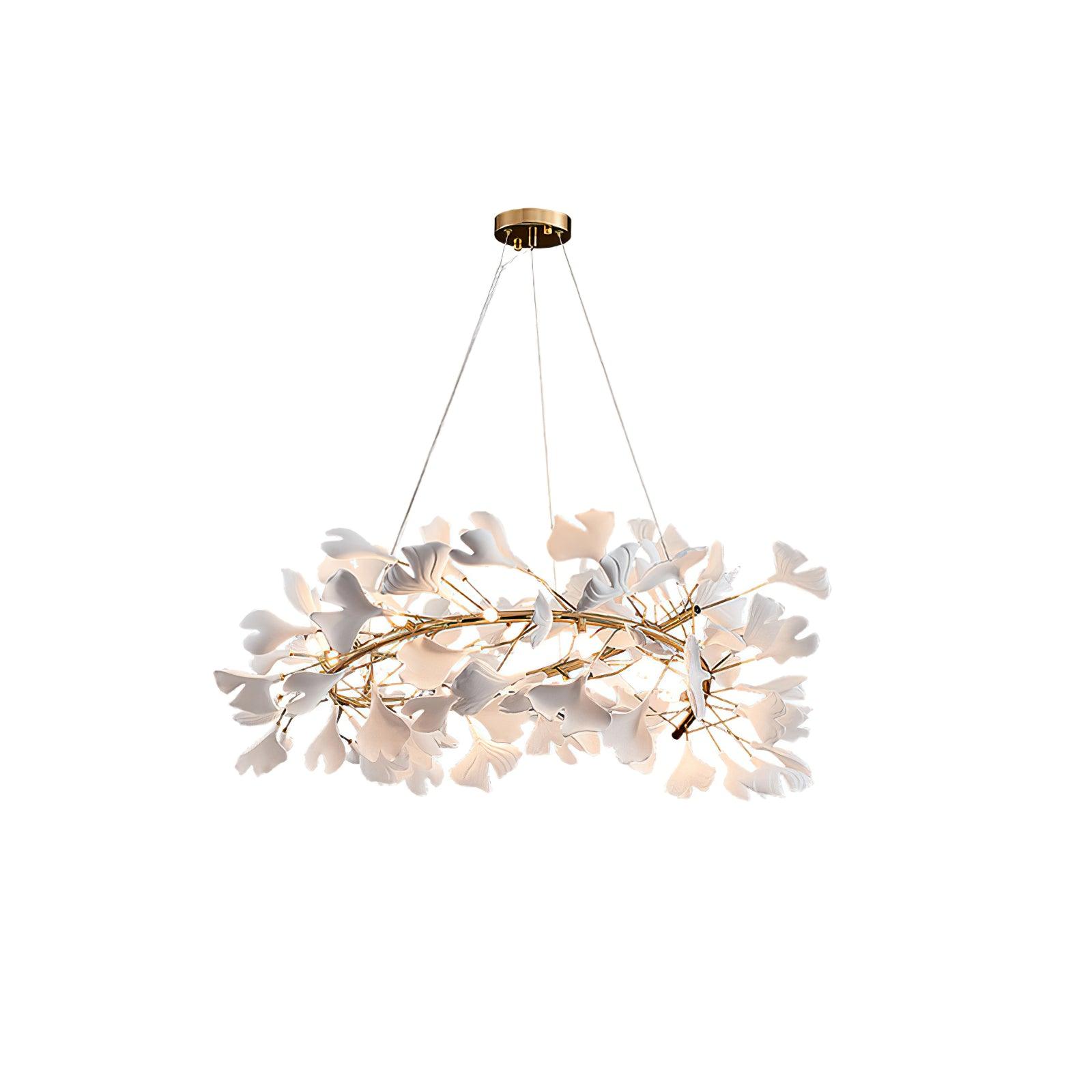 Chandelier White Ceramic Ginkgo Petals U - Letslighting