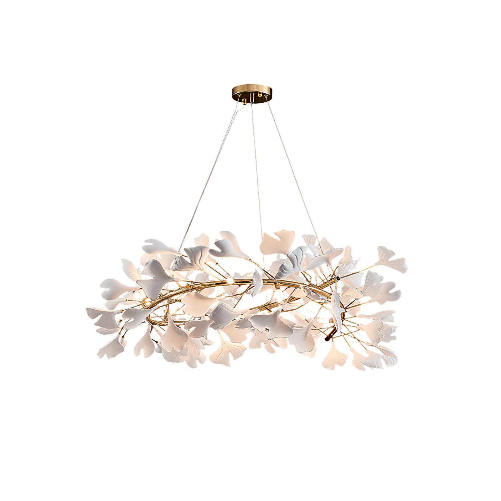 Chandelier White Ceramic Ginkgo Petals U - Letslighting